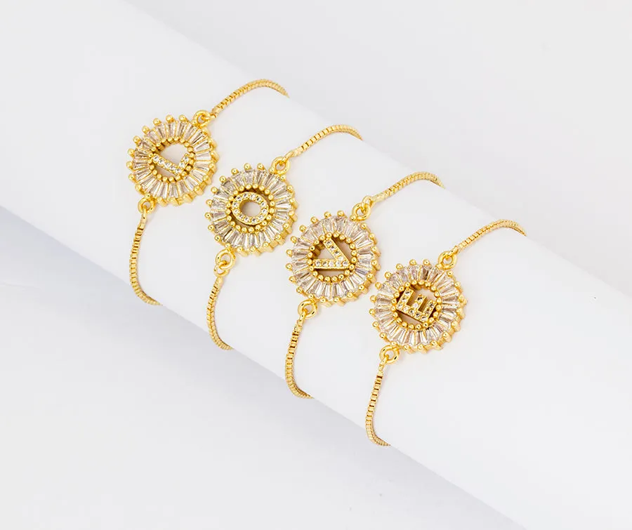 A-Z Initials Zircon Studded Charm Letter Bracelets