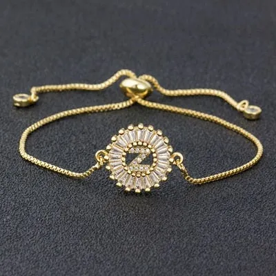 A-Z Initials Zircon Studded Charm Letter Bracelets