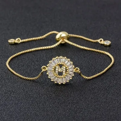 A-Z Initials Zircon Studded Charm Letter Bracelets