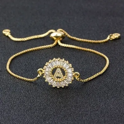 A-Z Initials Zircon Studded Charm Letter Bracelets