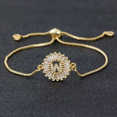A-Z Initials Zircon Studded Charm Letter Bracelets