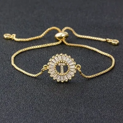 A-Z Initials Zircon Studded Charm Letter Bracelets