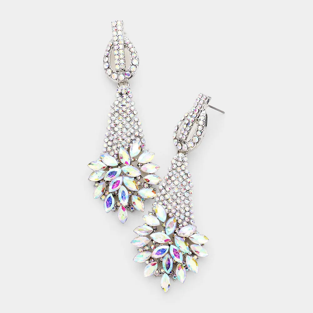 AB Crystal Abstract Cluster Pageant Earrings | Prom Earrings | 438554
