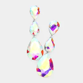 AB Crystal Triple Teardrop Earrings | 237743