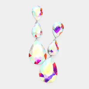 AB Crystal Triple Teardrop Earrings | 237743