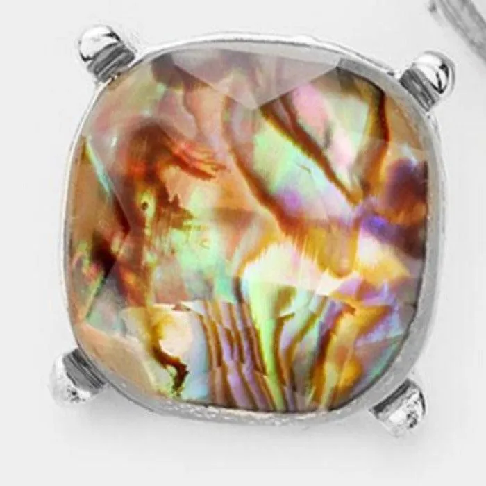 Abalone Square Stone Stud Earrings