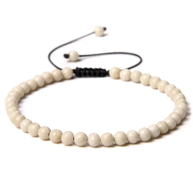 Adjustable 4mm Stone Natural Beads Bracelet Women’s Jewelry