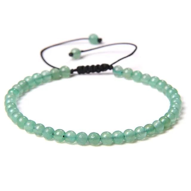 Adjustable 4mm Stone Natural Beads Bracelet Women’s Jewelry