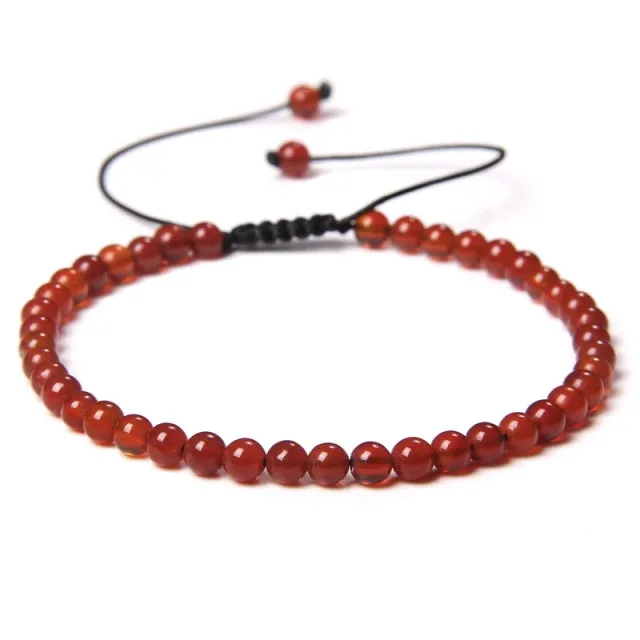 Adjustable 4mm Stone Natural Beads Bracelet Women’s Jewelry