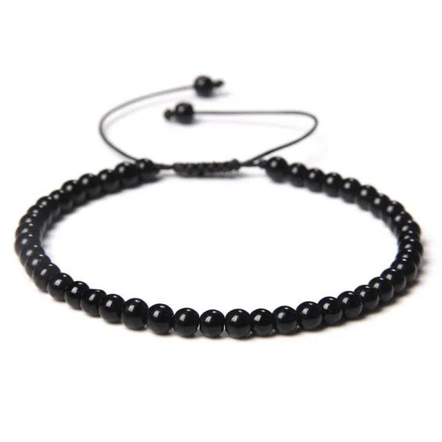 Adjustable 4mm Stone Natural Beads Bracelet Women’s Jewelry