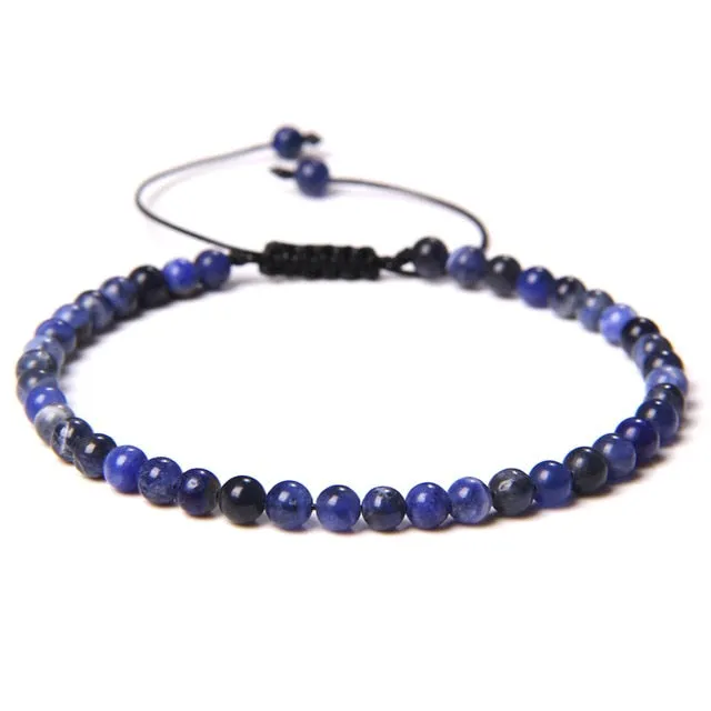 Adjustable 4mm Stone Natural Beads Bracelet Women’s Jewelry