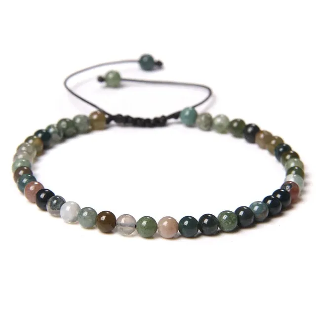 Adjustable 4mm Stone Natural Beads Bracelet Women’s Jewelry