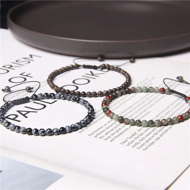 Adjustable 4mm Stone Natural Beads Bracelet Women’s Jewelry
