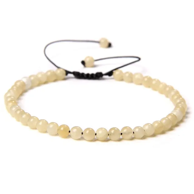 Adjustable 4mm Stone Natural Beads Bracelet Women’s Jewelry