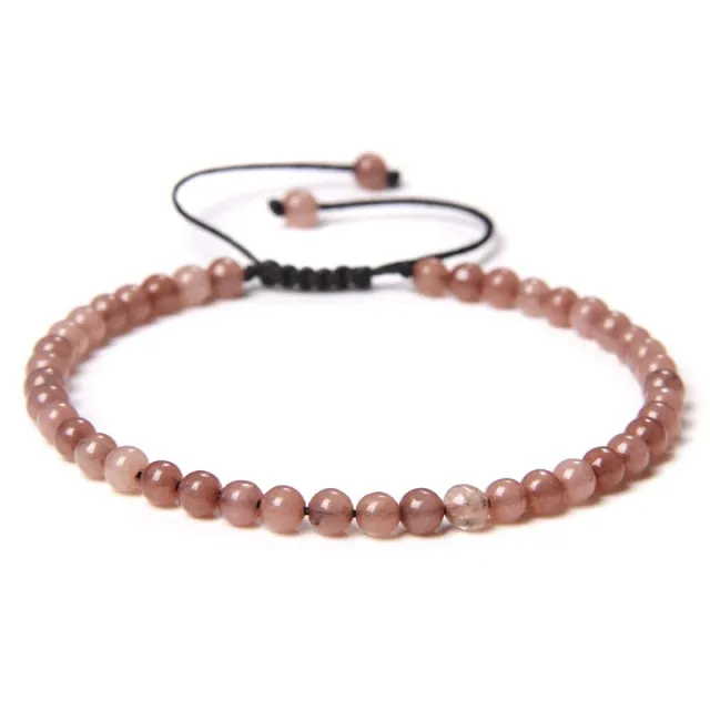 Adjustable 4mm Stone Natural Beads Bracelet Women’s Jewelry