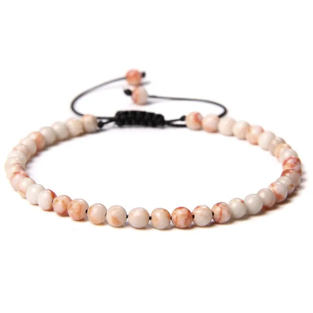 Adjustable 4mm Stone Natural Beads Bracelet Women’s Jewelry