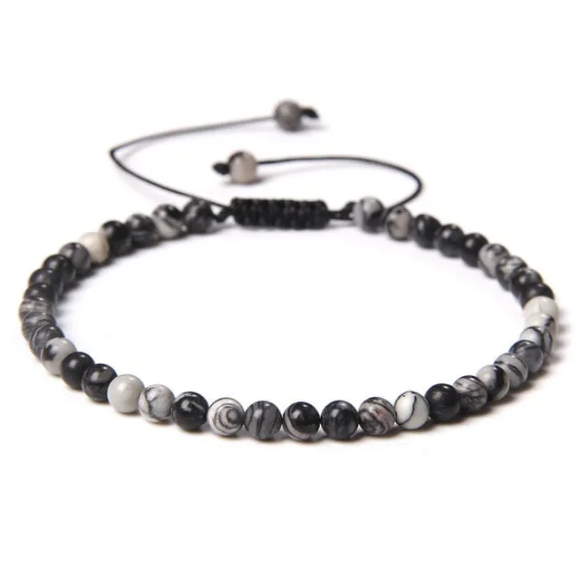 Adjustable 4mm Stone Natural Beads Bracelet Women’s Jewelry
