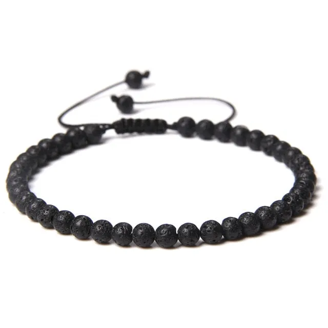 Adjustable 4mm Stone Natural Beads Bracelet Women’s Jewelry