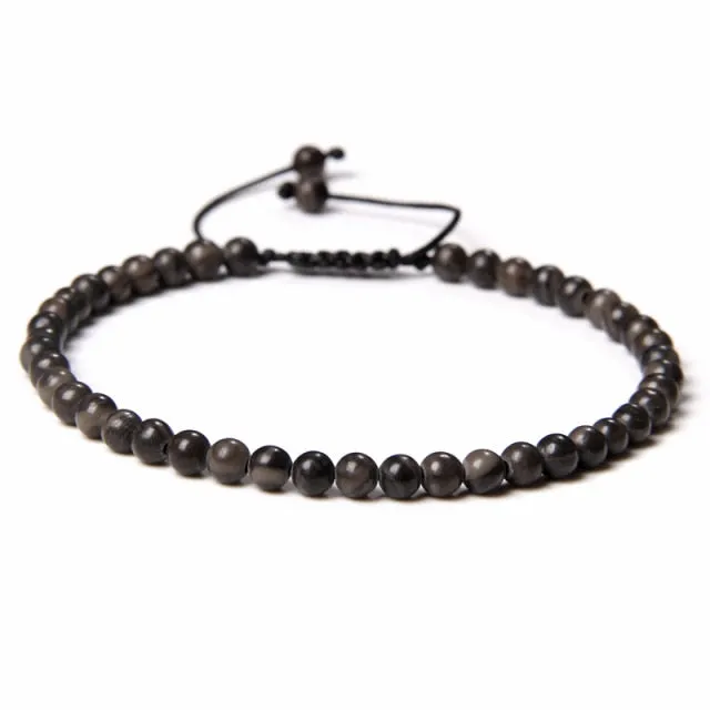 Adjustable 4mm Stone Natural Beads Bracelet Women’s Jewelry
