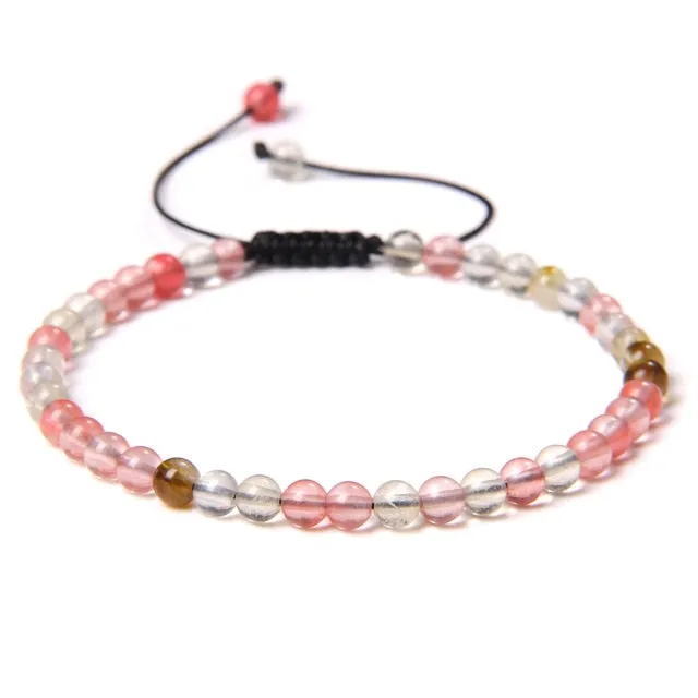Adjustable 4mm Stone Natural Beads Bracelet Women’s Jewelry