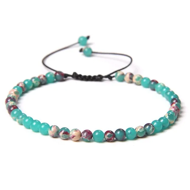 Adjustable 4mm Stone Natural Beads Bracelet Women’s Jewelry