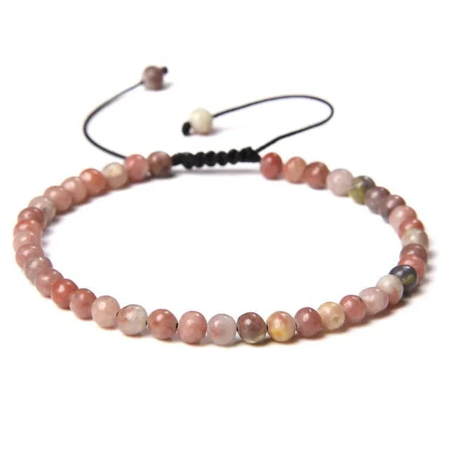 Adjustable 4mm Stone Natural Beads Bracelet Women’s Jewelry