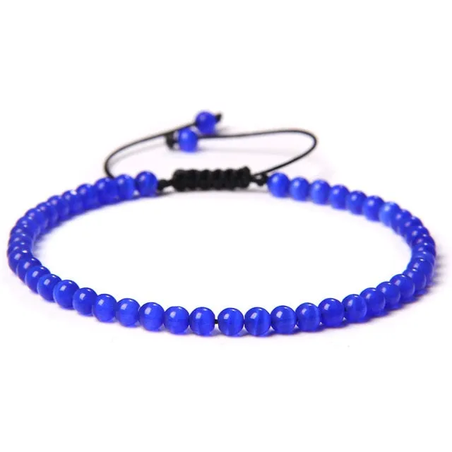 Adjustable 4mm Stone Natural Beads Bracelet Women’s Jewelry