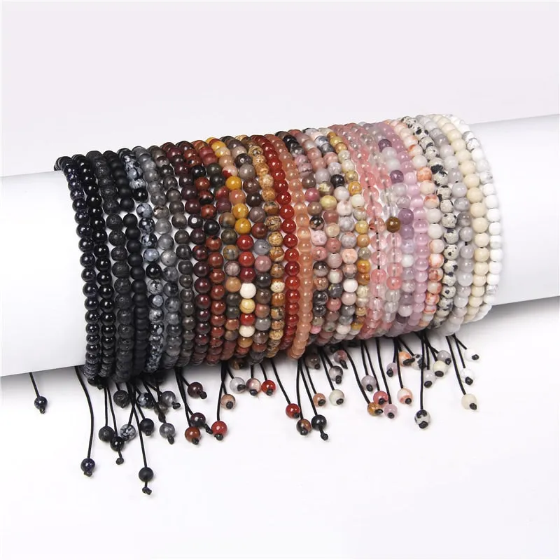Adjustable 4mm Stone Natural Beads Bracelet Women’s Jewelry