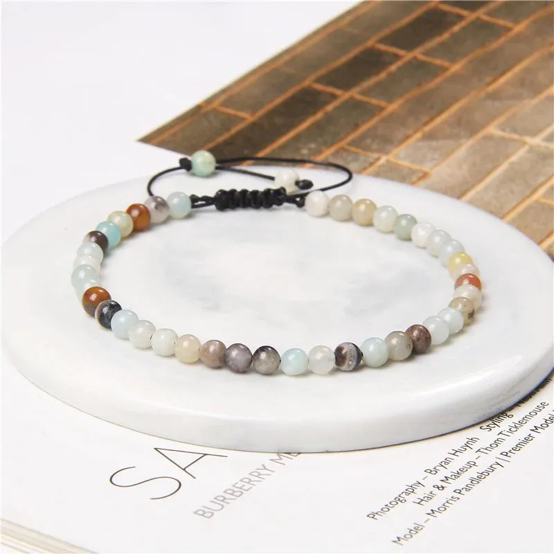 Adjustable 4mm Stone Natural Beads Bracelet Women’s Jewelry