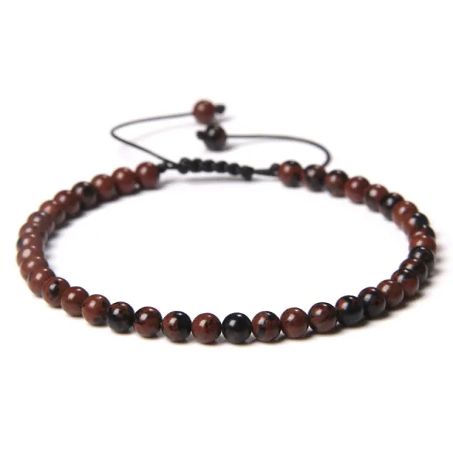 Adjustable 4mm Stone Natural Beads Bracelet Women’s Jewelry
