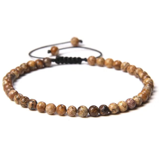 Adjustable 4mm Stone Natural Beads Bracelet Women’s Jewelry