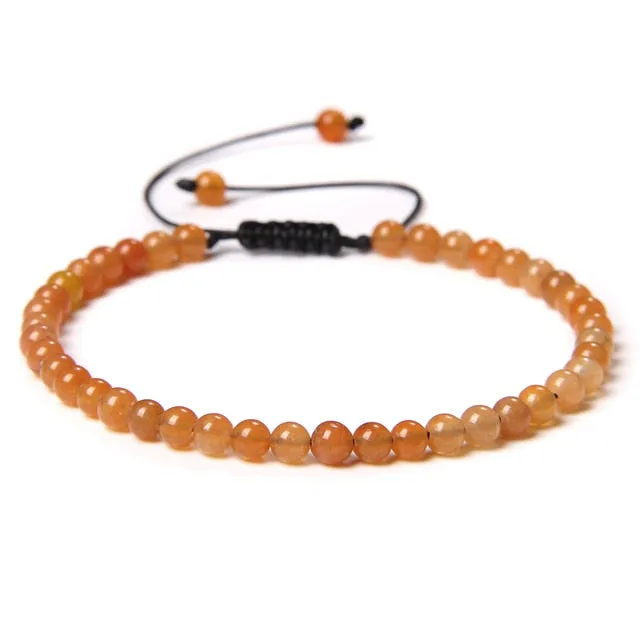 Adjustable 4mm Stone Natural Beads Bracelet Women’s Jewelry