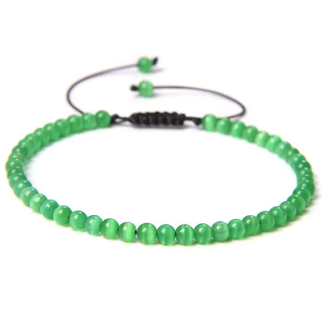 Adjustable 4mm Stone Natural Beads Bracelet Women’s Jewelry