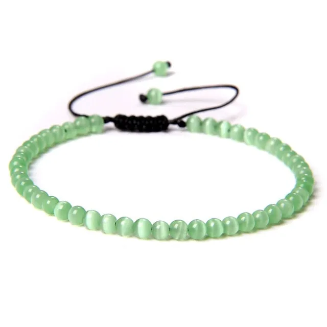 Adjustable 4mm Stone Natural Beads Bracelet Women’s Jewelry