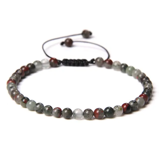 Adjustable 4mm Stone Natural Beads Bracelet Women’s Jewelry