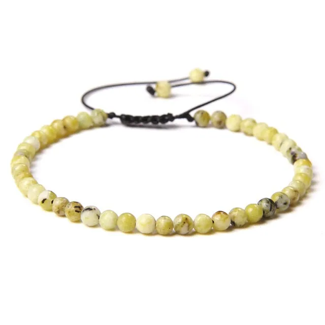 Adjustable 4mm Stone Natural Beads Bracelet Women’s Jewelry