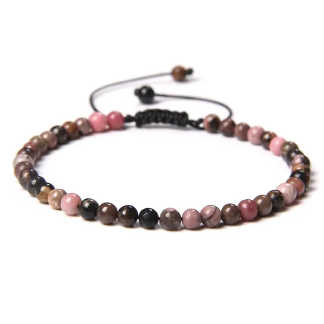 Adjustable 4mm Stone Natural Beads Bracelet Women’s Jewelry