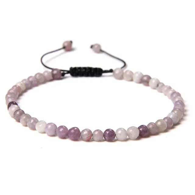 Adjustable 4mm Stone Natural Beads Bracelet Women’s Jewelry