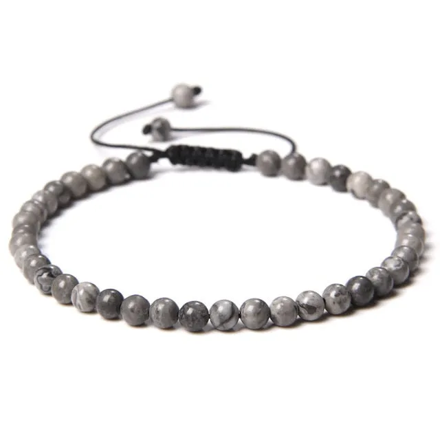 Adjustable 4mm Stone Natural Beads Bracelet Women’s Jewelry