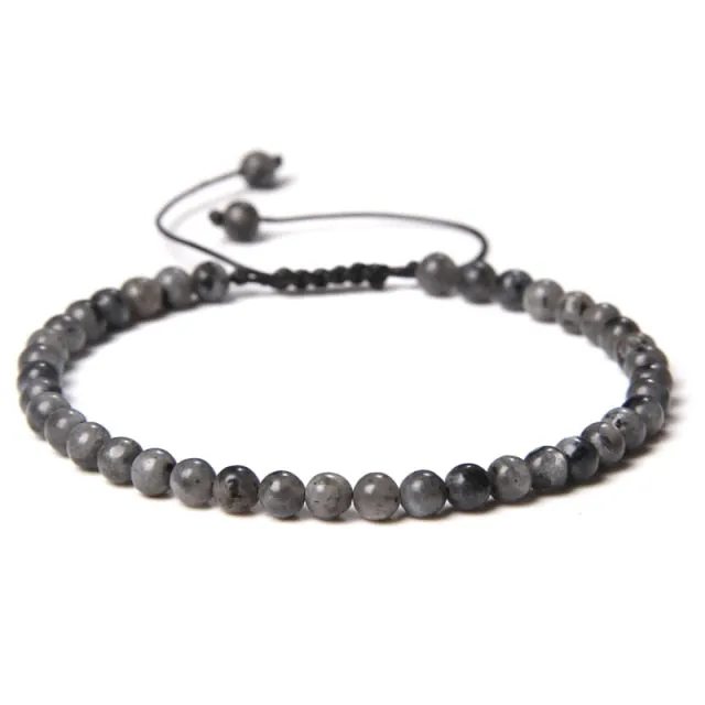 Adjustable 4mm Stone Natural Beads Bracelet Women’s Jewelry