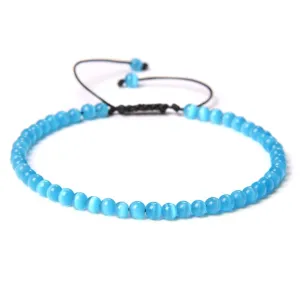 Adjustable 4mm Stone Natural Beads Bracelet Women’s Jewelry