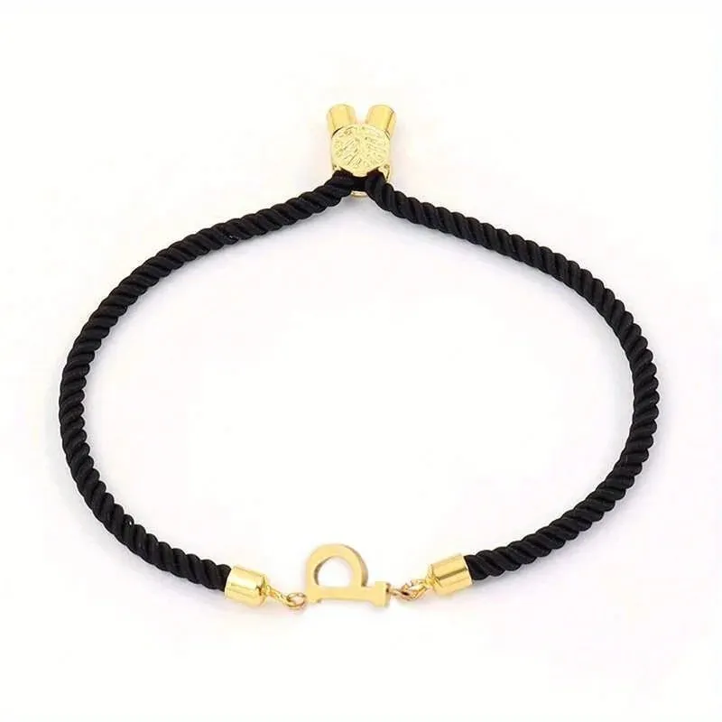 Adjustable Angled Serif Letter Initial Bracelets