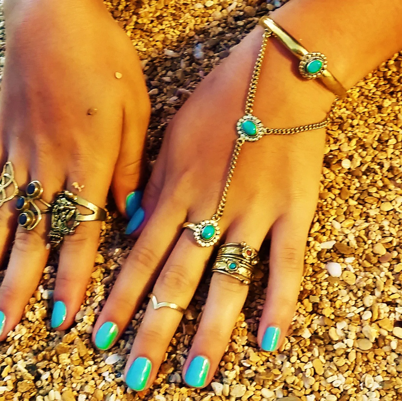 Adjustable Bracelet With Chained Ring -GS-CR1