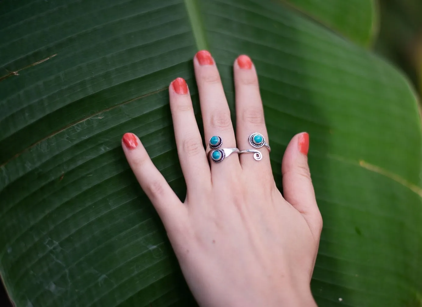 Adjustable Brass Turquoise Ring