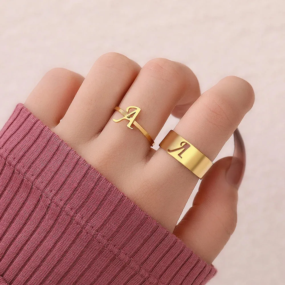 Adjustable Couples Matching Letter Rings