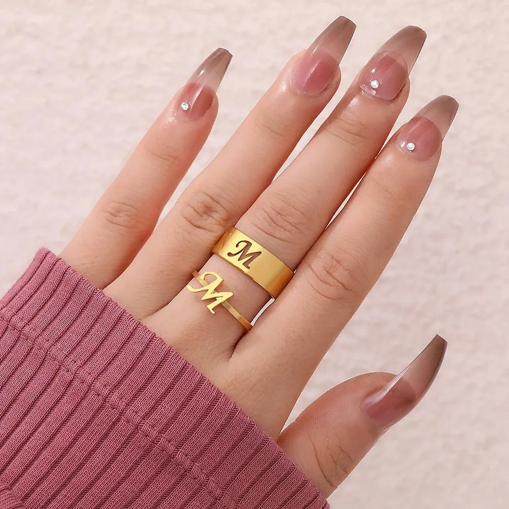 Adjustable Couples Matching Letter Rings