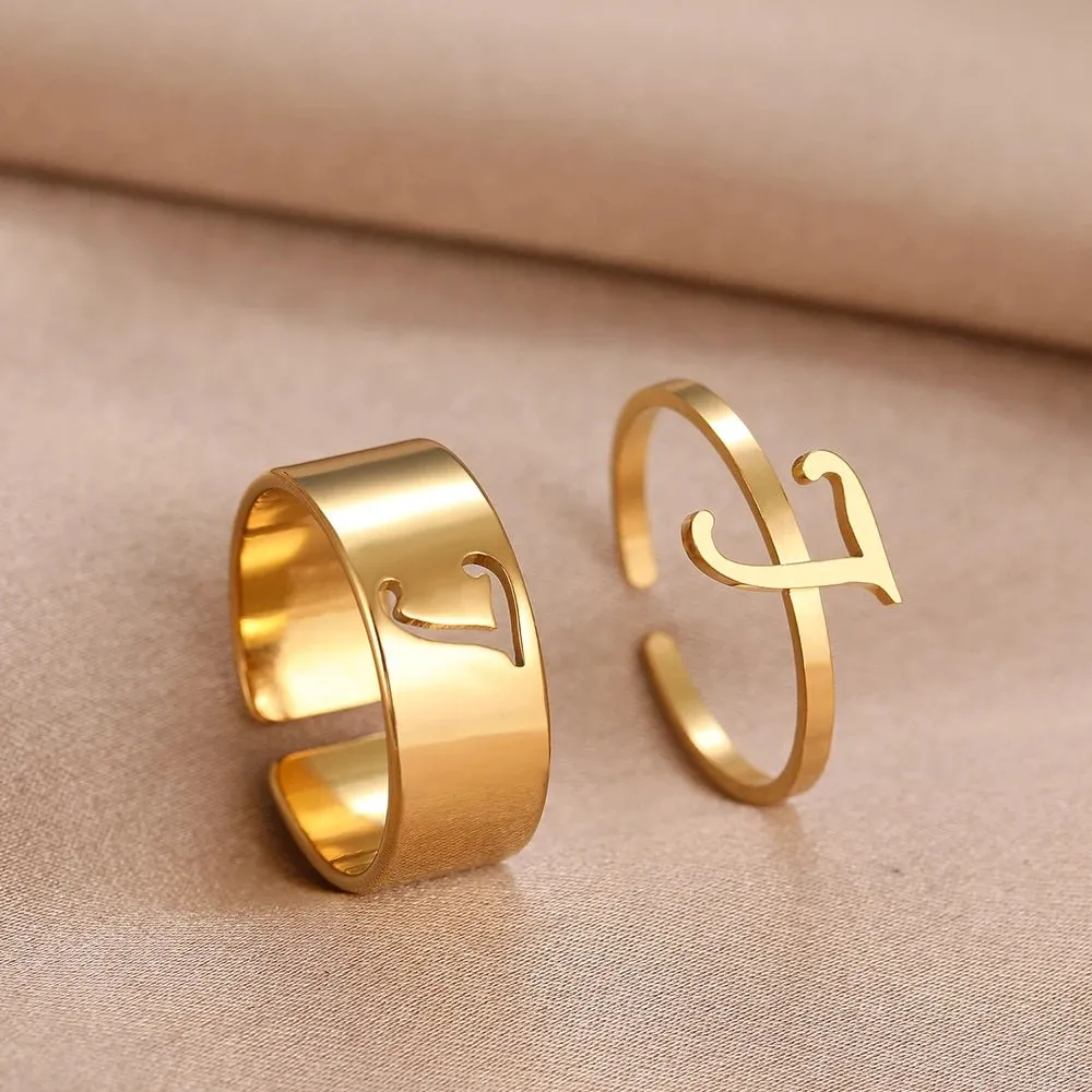 Adjustable Couples Matching Letter Rings