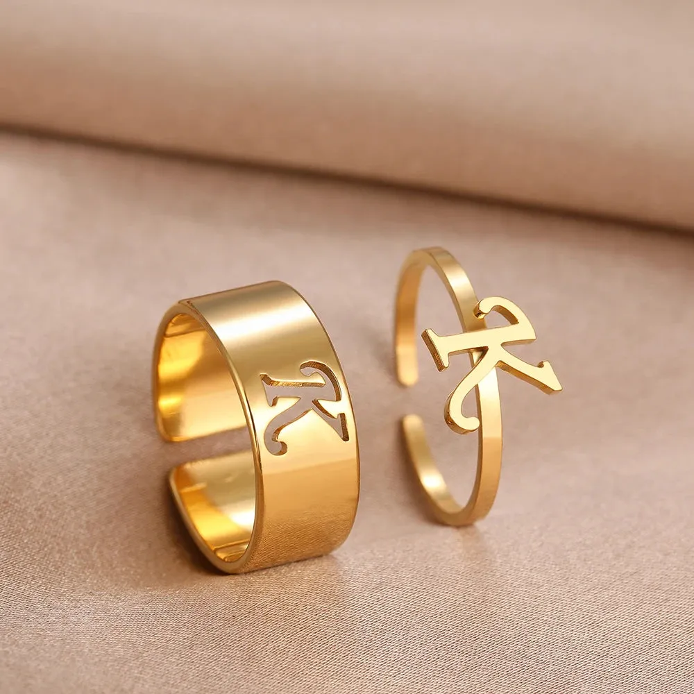 Adjustable Couples Matching Letter Rings