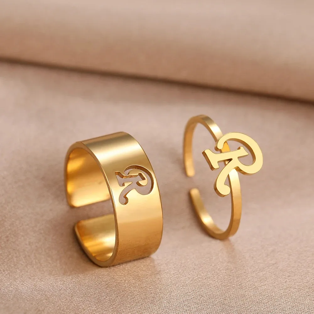 Adjustable Couples Matching Letter Rings