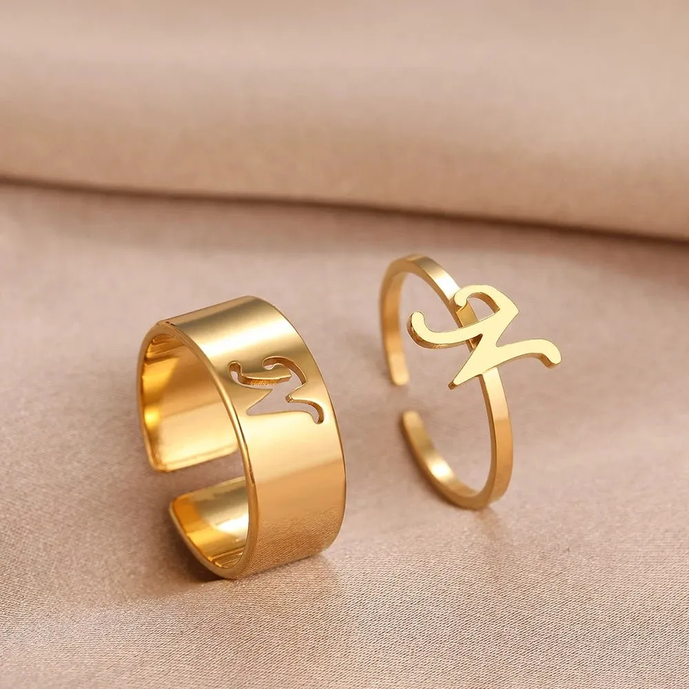 Adjustable Couples Matching Letter Rings